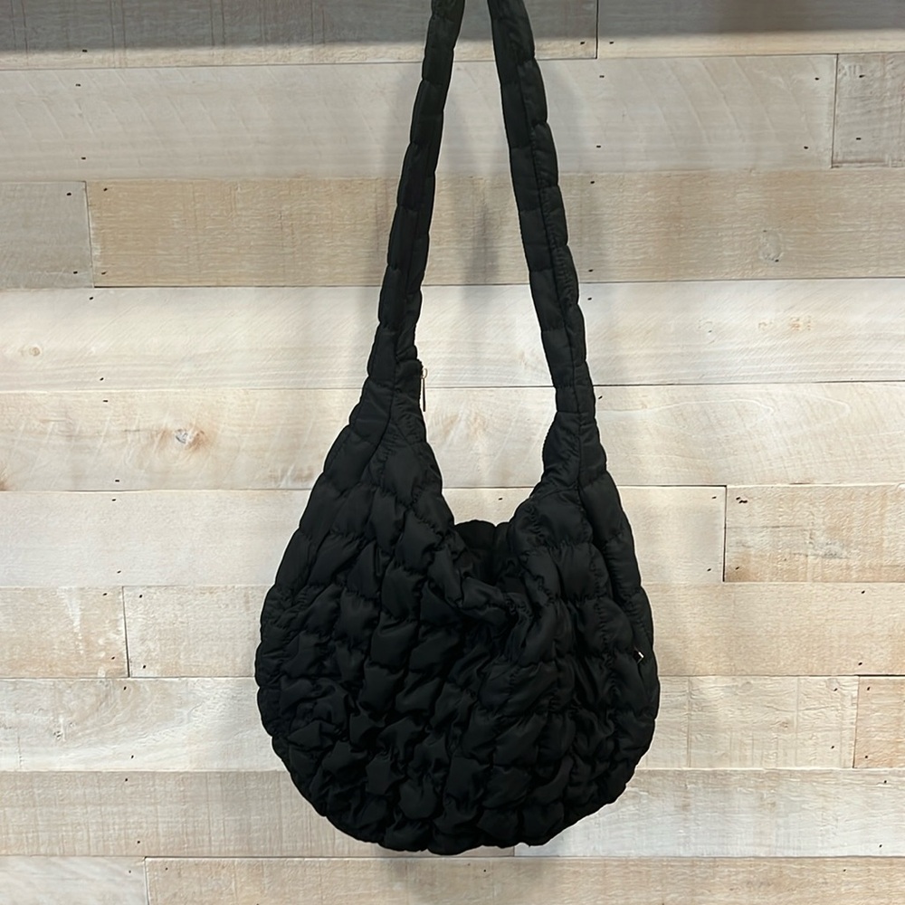 Black Quilted Puffer Tote / Crossbody